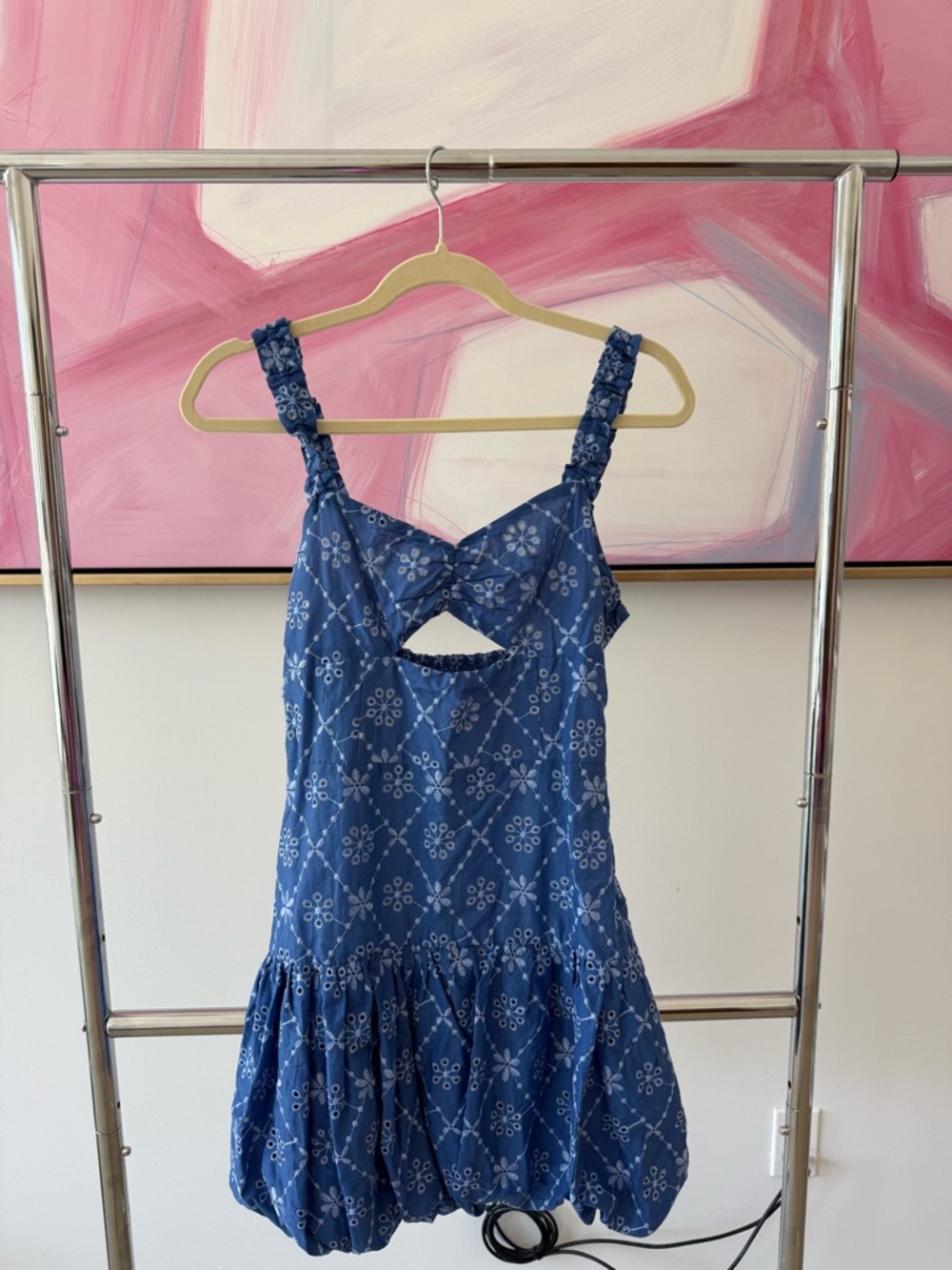Zara Blue Printed Cutout Sundress, size xs